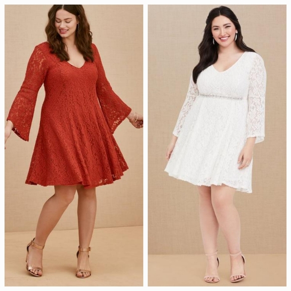 torrid Dresses & Skirts - ISO 4x Torrid Mini Bell Sleeve Trapeze Lace Dress
